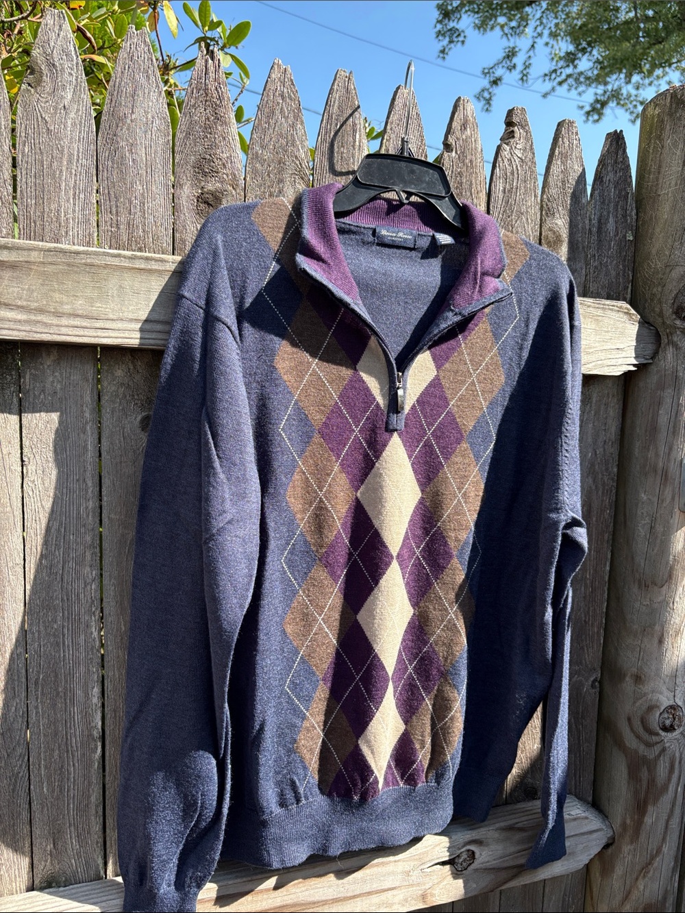 Linea Rosso Signature large merino blend argyle 1/4 neck!!